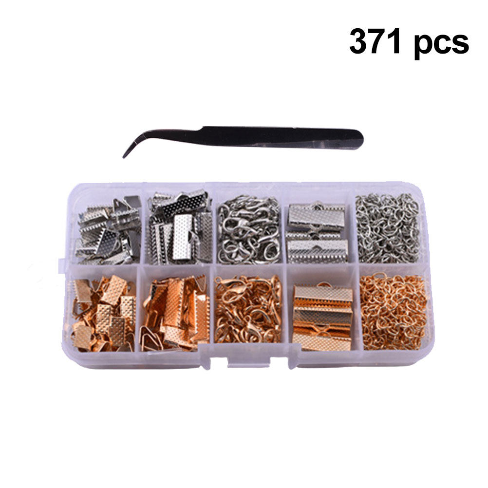 Tools Jewelry Making - ชุดอุปกรณ์ทำเครื่องประดับ 371 ชิ้น ชุดเครื่องมือทำสร้อยคอทองคำ DIY อุปกรณ์เสริมสำหรับงานฝีมือสร้างสรรค์