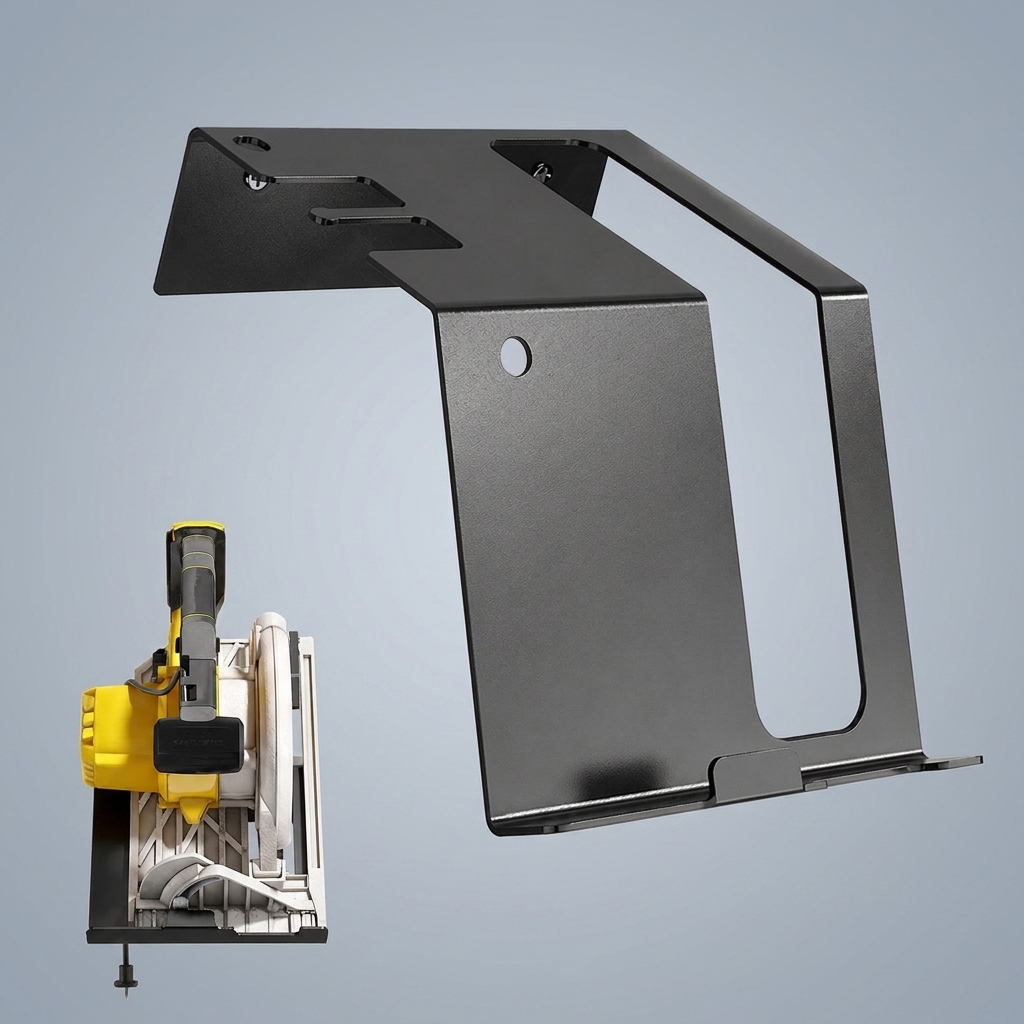 Workshop Tools On Wall - ที่แขวนเลื่อยวงเดือนแบบแข็งแรง ปรับระดับได้ สำหรับจัดเก็บเครื่องมือในโรงรถหรืออู่ซ่อม ผลิตจากเหล็กคาร์บอน ติดตั้งบนผนัง
